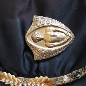 Vintage Hand Engraved Brass "Victorian" Brooch